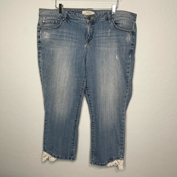 Torrid Skinny Crop Ankle Lace Hem Detail Size 22 #25 - Picture 1 of 8